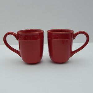 Food Network Fontina Red Mugs Dark Red Coffee Cups